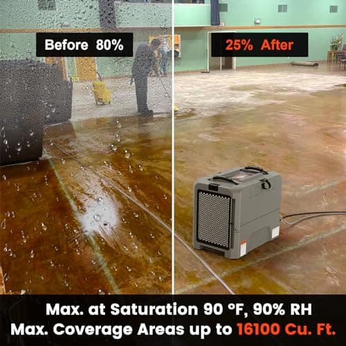 Abestorm LGR Commercial Dehumidifier, 180 PPD Crawl Space Dehumidifier with Pump, Drain Hose, Auto Defrosting Dehumidifiers for Crawl Space, Large Space, Basement, Industrial Use 5