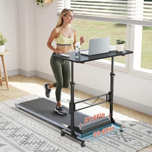 HOMIDEC Standing Desk, 32 Inch Portable Small Desk Adjustable Height, Rolling Home Office Desks with Wheels, Sit Stand Desk for Bedroom Walking Pad Home Office Small Space, Black 7