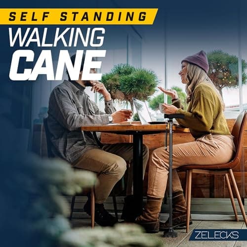 ZELECKS Walking Cane for Women & Men - Self Standing Adjustable Folding Cane with T Handle and 360 Pivot Base - Lightweight Foldable Walking Stick for Seniors - Collapsible Cane for Walking 8