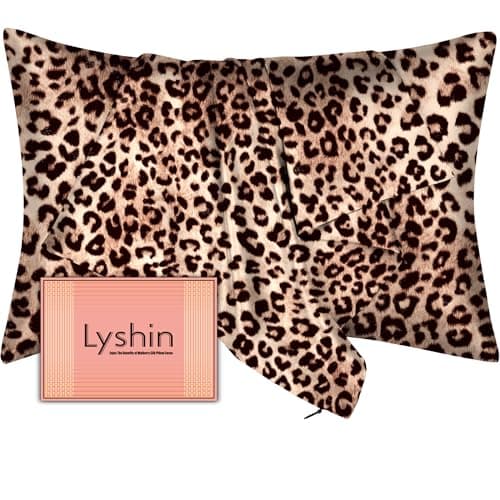 Mulberry Silk Pillow Cases Standard Size with Hidden Zipper, Ultra Smooth and Soft Breathable Cooling Silk Satin Pillowcase for Hair and Skin, Gifts for Women Men (Leopard Brown, 20x26 Inches, 1 Pack)