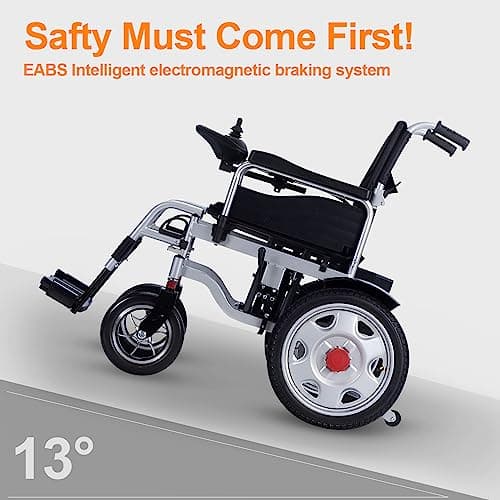 All Terrain Electric Wheelchair Heavy Duty,500W Foldable Electric Wheelchairs for Adults,Power Wheelchair, Electric Wheelchairs for Seniors,Motorized Wheelchair Portable Airline Approved Black 6