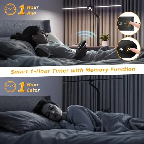 LED Desk Lamp for Home Office, Eye Caring Architect Desk Light with Remote, Dual Screen Computer Monitor Light with Stepless Dimming, Stepless Color Temp, Memory Function for Study, Workbench Black 7