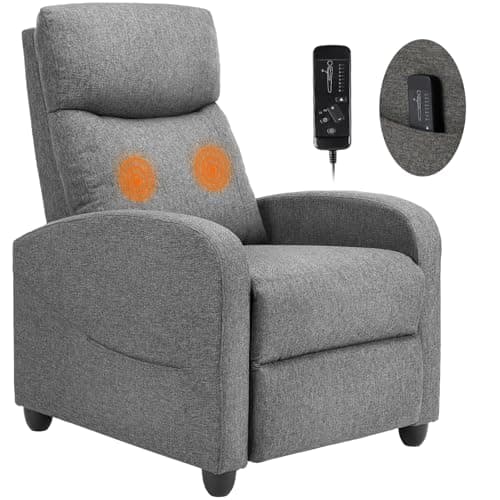 Sweetcrispy Massage Recliner Chair for Adults, Adjustable Home Theater Seating with Lumbar Support, Small Recliners for Small Spaces, Dark Grey