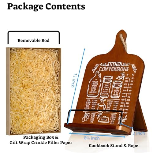 Indirewash Kitchen Conversion Chart Cookbook Stand, Recipe Holder for Kitchen Counter, Cookbook Holder Stand, Unique Gifts for Women, Bworn Color 6