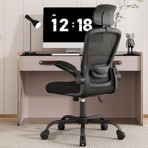 New Year Office Upgrade Ergonomic Desk Chair for Long Hours Sitting – Back & Neck Pain Relief, Adjustable Lumbar Support & Headrest, High-Density Foam Seat, Ideal for Work & Home Office, Black
