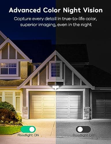 winees Floodlight Camera, Wired 2K HD Dual-Lens Outdoor Security Camera, 180 Degree Panoramic Motion Detection, 3000 Lumens, Color Night Vision, 110dB Siren, 2-Way Audio (White) 7