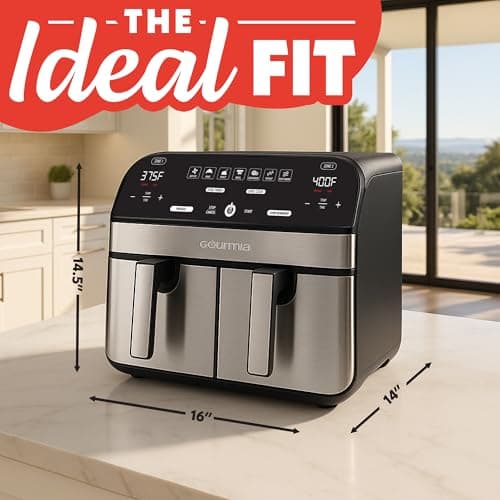Gourmia Dual Basket Air Fryer - 10 Qt Large Capacity, FryForce360º, Digital Display with 7 Presets, Roast, Bake, Broil, Dehydrate, Match Cook, Sync Finish, Dishwasher Safe Accessories, Black 9
