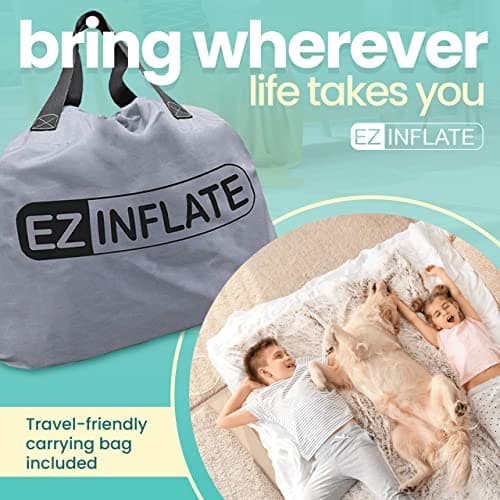 EZ INFLATE Air Mattress with Built in Pump - Twin Size Double-High Inflatable Mattress with Flocked Top - Easy Inflate, Waterproof, Portable Blow Up Bed for Camping & Travel 7