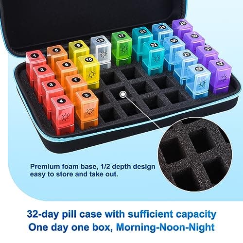 Zrfmib Monthly Pill Organizer 2 Times a Day, 30 Day Travel Pill Organizer with 32 Daily Pill Box Organizer for Fish Oil, Vitamins, Supplements and Medications 5