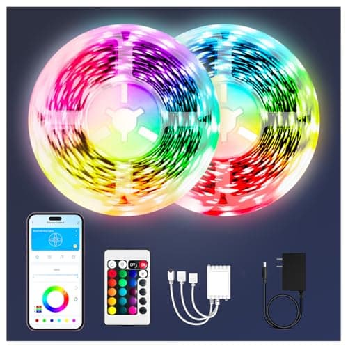 dalattin Bluetooth Led Lights for Bedroom 100ft,Smart Led Strip Lights with App Control Remote Control, RGB LED Light Strips,Music Sync Color Changing Room Decoration Party, (2 Rolls of 50ft)