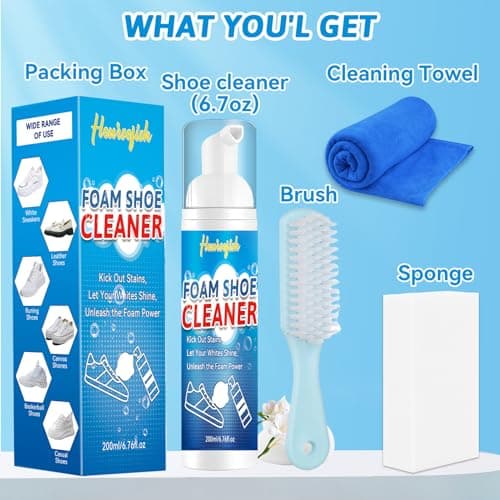 HORSEFISH TOOL Shoe Cleaning Kit, 6.76 Oz White Shoe Cleaner with Brush and Towel, Shoe Cleaner Kit Removes Dirt and Stain, Sneaker Cleaning kit for Suede, Leather, Knit, Boots, Canvas, Fabric 7