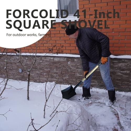 FORCOLID Flat Shovel, Square Shovel for Transfer Snow, 41 inch Long, Durable D Grip, for Farming, Outdoor Works, Gardening, Landscape Works 6