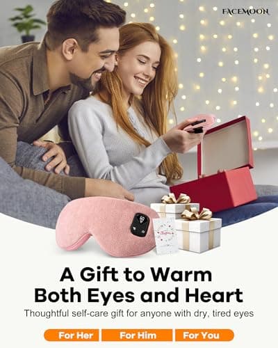 FACEMOON Cordless Heated Eye Mask for Stye & Eye Relief - Rechargeable Warm Compress for Dry Eyes, MGD & Blepharitis - Electric Warming Sleep Mask with Natural Flaxseed Moist Heat (Pink) 8