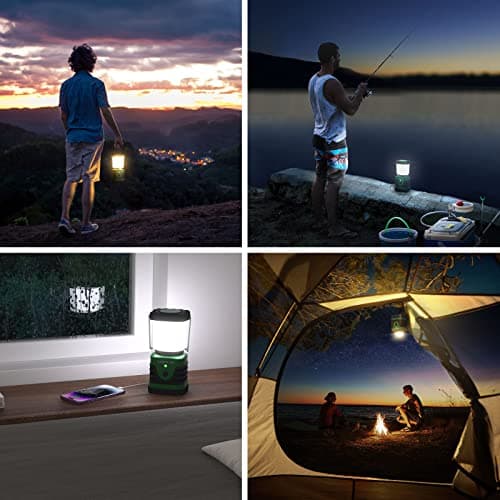 Lighting EVER 1000LM LED Camping Lantern Rechargeable, 4400mAh Power Bank, Camping Essential with 4 Light Modes, IP44 Waterproof Lantern Flashlight for Hurricane Emergency, Hiking, USB Cable Included 8