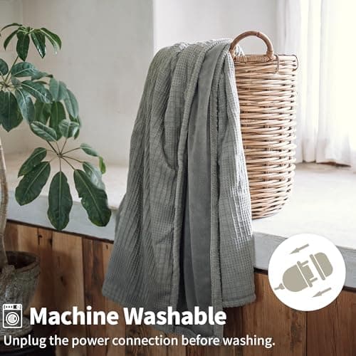 Texciting Heated Blanket Electric Blanket Throw 50''X60''-Heating Throw with 9 Heat Settings-2-10 Hours Auto Off,ETL Certified,Machine Washable (Grey) 6