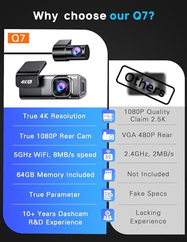 Navycrest 4K Dash Cam Front and Rear with 64GB Card, Built-in 5G WiFi, Dash Camera for Cars 4K Front and 1080P Rear, Dashcams for Cars Loop Recording, Gravity Sensor, 24-Hours Parking Mode 9