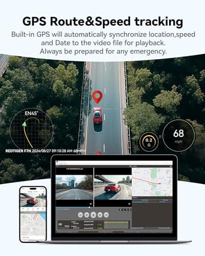 REDTIGER 4K Dash Cam Front and Rear, STARVIS 2 Sensor, 64GB Card Included, 4K/2.5K+1080P Dual Dash Camera for Cars Built-in WiFi GPS, 3.18 Inch IPS Screen, 170° Wide Angle, Parking Monitor (F7N Pro) 6