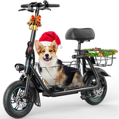 Gyroor Electric Scooter for Adults with Large Pet Basket – Dog-Friendly 550W Motor 19 MPH, 20 Mile Long Range, Foldable Commuter E-Scooter with Comfort Seat for Pets & Groceries