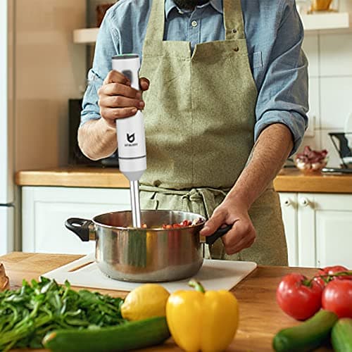 Cordless Hand Blender, UTALENT Variable Speed Immersion Blender handheld Rechargeable, with USB-C Charging Cable, Egg Whisk, for Smoothies, Milkshakes, Hummus and Soups – White 6