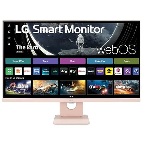 LG 27SR50F-P Smart Monitor 27-Inch FHD (1920x1080) IPS Display, webOS 23, HDR 10, x2 Built-in Speakers, AirPlay 2, Screen Share, Bluetooth, ThinQ App, Remote Control, Pink