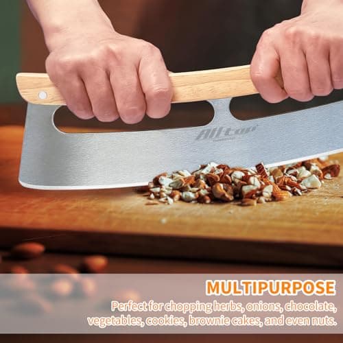 ALLTOP Pizza Cutter Rocker - High Performance Stainless Steel Slicer Blade with One-Piece Wooden Handle - Efficient and Durable Pizza Accessory - Perfect Kitchen Tool for Home Cooking and Restaurant 5