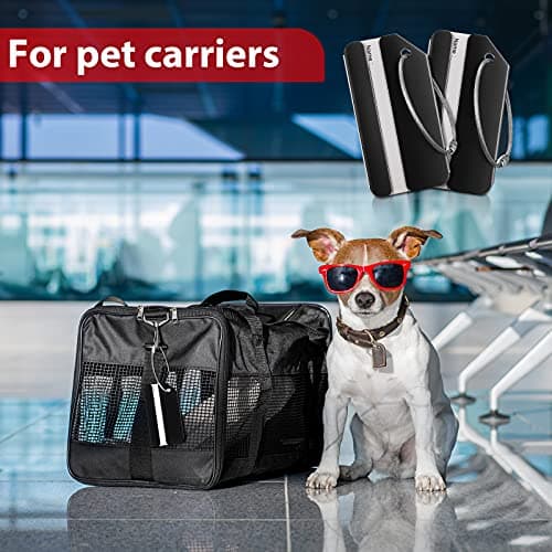 12 Pieces Luggage Tags Business Card Holder Aluminum Metal Travel ID Bag Tag for Suitcases Travel Luggage Baggage Identifier(Black) 7