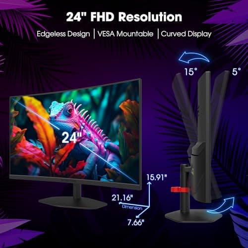 Sceptre Curved 24-inch Gaming Monitor 1ms 100Hz 1500R DisplayPort HDMI X2 Eye Care 100% sRGB Build-in Speakers, Machine Black 2025 (C248W-FW100T Series) 6