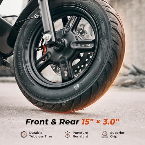 iScooter Adults Electric Scooter with Seat, 1500W Motor, 45 Miles Long Range, 35MPH Top Speed,15"3.0" Vacuum Pneumatic Tires, hydraulic Disc Brake,Dual Suspension, Commuter Escooter with Basket & Bag 7