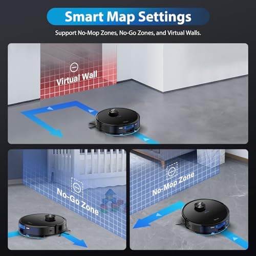 Tikom Robot Vacuum and Mop Combo L9000 Plus, Self-Emptying, 60-Day Capacity, LiDAR Navigation, Home Mapping, 4000Pa,150Min Max, Schedule, Wi-Fi/App, Robotic Vacuum Cleaner for Pet, Hard Floors, Carpet 8