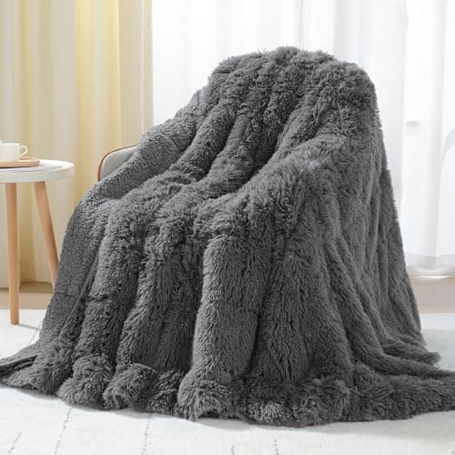Uttermara Weighted Blanket Queen Size 15 Pounds for Adults, Sherpa Faux Fur Heavy Blanket for Couch Bed, Super Soft Plush Fleece & Cozy Sherpa Reverse, Luxury Long Fur Throw Blankets, 60" x 80", Gray