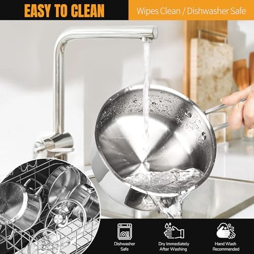 AuFranc® 2 Quart Tri-ply Stainless Steel Saucepan with Glass Lid, Induction Sauce Pan Compatible with All Cooktops, Non-Toxic Sauce Pot with Stay Cool Handle, Oven & Dishwasher Safe (Silver) 7