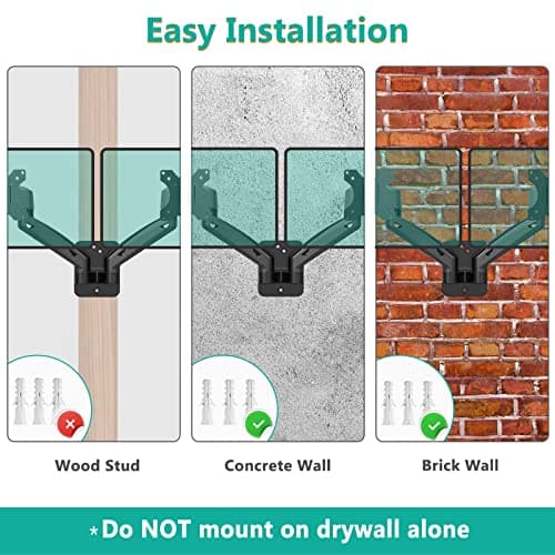 WALI Dual Monitor Wall Mount for 17 to 32 inch Screens, Monitor Wall Mounts for 2 Monitors, Holds up to 22 lbs, Fully Adjustable Gas Spring Monitor Arm,75x75/100x100 VESA Wall Mount (GSWM002), Black 9