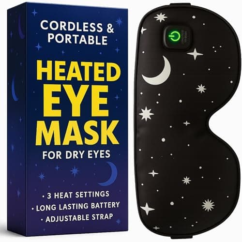 Heated Eye Mask – Warm Compress for Dry Eyes & Stye Eye Treatment – Weighted Heating Sleep Mask for Dark Circles and Puffiness, Migraine Relief Heat Steam Patches Products for Sleeping