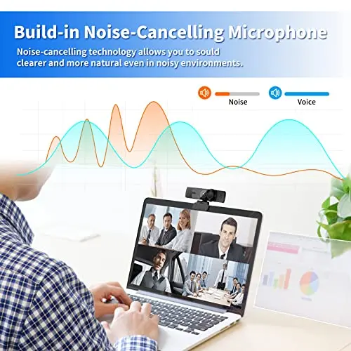 Webcam with Microphone, No Distortion Privacy Cover 1080P USB Camera Plug Play Mic Full Ultra HD Web Camera Video Cam Calling Conferencing Streaming for PC/Desktop/Computer/Mac/Laptop/MacBook 6