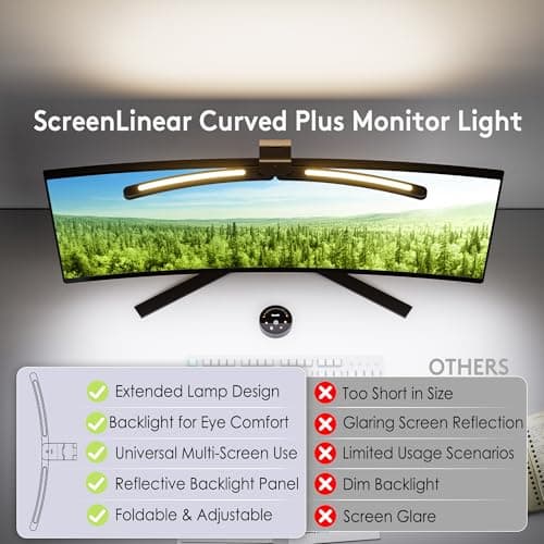 Quntis 1000R Curved Monitor Light Bar, Dual Adjustable Led Desk Lamp with Remote - Independently Rotate 2 LED Arc-Shaped Light Bars Specially Designed for Curved and 34'' Large Screen 6