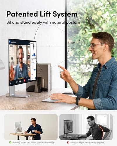 FEZIBO Standing Desk, 60 × 28 Inches Electric Height Adjustable, Sit Stand Up, Computer Office Desk with Splice Board, While Frame/Maple TOP 6