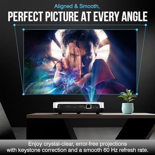 Boss S7 4K Projector – 7000 Lumens, 3D Android Smart Projector - 3840x2160 Resolution, Free Projector Screen, Free mount, 300" Display, Bluetooth & Wi-Fi – Home Theater 5