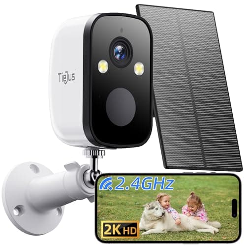 TIEJUS Security Cameras Wireless Outdoor with Solar Panel, Cameras for Home Security 2K Color Night Vision Pir Human Detection Only 2.4G WiFi