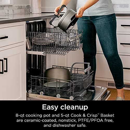 Ninja OL601 Foodi XL 8 Qt. Pressure Cooker Steam Fryer with SmartLid, 14-in-1 that Air Fries, Bakes & More, with 3-Layer Capacity, 5 Qt. Crisp Basket & 45 Recipes, Silver/Black 12