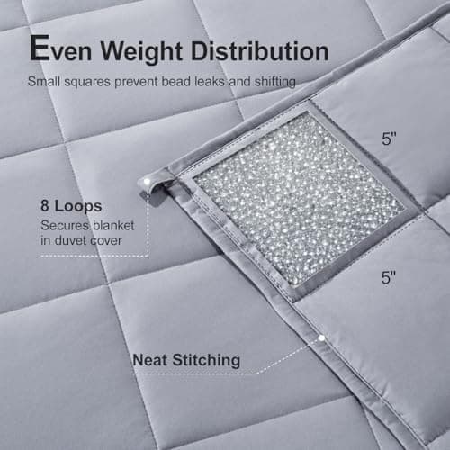 Lofus Weighted Blanket for Adults 10 lbs 60"x 80" Queen Size, Breathable All-Season Weighted Heavy Blankets, Soft Microfiber with Premium Glass Beads for Sleeping, Grey 5