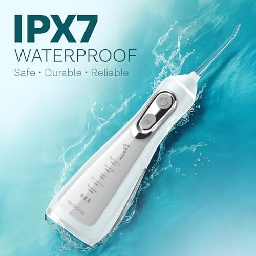 Rechargeable Water Flossers for Teeth Cordless with 5 Modes, 8 Tips, 300ml Tank, 60~140 Psi & Ipx7 Waterproof - Portable Water Flosser for Braces, Gums, Tonsils & Travel Dental Care Oral Irrigator 9