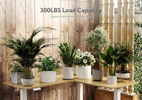 INNOVAR Bamboo Triple Motor L Shaped Standing Desk, 63 x 55 inch Corner Stand Up Desk, Adjustable Height Home Office Desk, White Frame/Nature Top 8