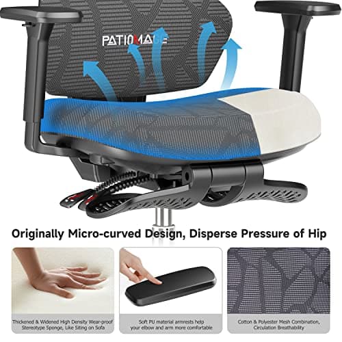 PatioMage Ergonomic Gaming Chair with Footrest Big and Tall Game Chair Reclining Gamer Chair with Adjustable Lumbar Support & 3D Armrests High Back Gaming Chairs for Adults 8