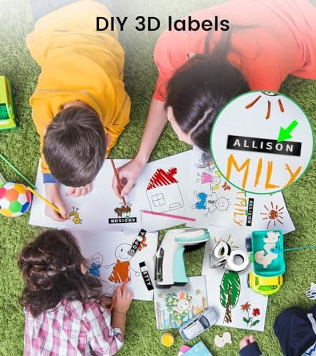 EazeID Embossing Label Maker - Manual Vintage Label Maker with 3 Tapes, 3D Portable, Old School for Home, Office Organization and DIY Crafting - Omega Green, 9mm 9