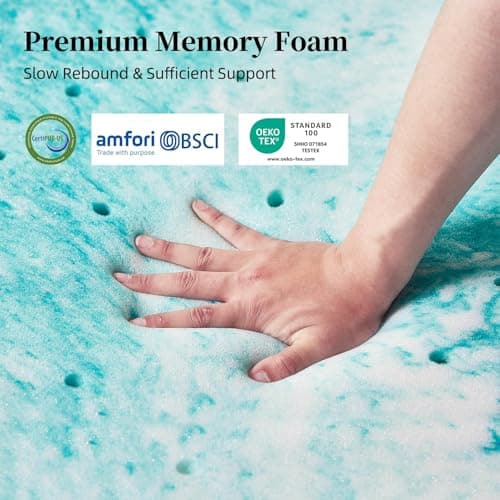 SIEMOUR 3 inch Memory Foam Mattress Topper Queen Size Bed, Gel Infused Memory Foam Mattress Pad for Back Pain Relief, 60x80 Inches 5