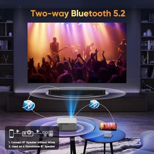 [Built-in-Apps] 4K Short Throw Smart Mini Projector with WiFi 6 and Bluetooth, Auto Keystone Outdoor Movie Projector, Big Screen Home Portable Projector for Phone/Laptop/HDMI (APP Version) 7