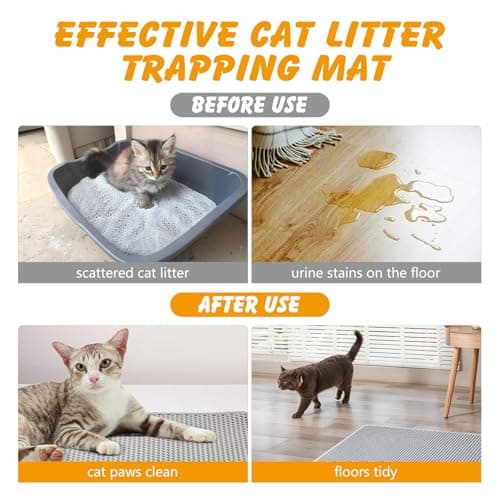 ondware Cat Litter Mat, 30x24 Inch Double Layer Litters Box Mat, Waterproof Cat Mat for Litter Box(Gray) 5