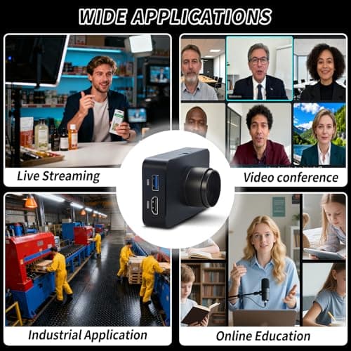 MOKOSE 12MP HDMI Camera 1080P USB HD Streaming Webcam, Recording 4K@30FPS Industry C/CS-Mount Camera with 3.2mm No Distortion Manual Lens 10