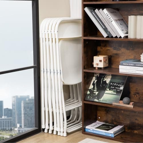 Sweetcrispy Folding Chair 10 Pack, Plastic Foldable Chairs with 330-Pound Capacity, Sturdy Metal Portable Chair, Easy to Use and Store, Outdoor and Indoor, for Home, Office, Party, Comfy, White 6