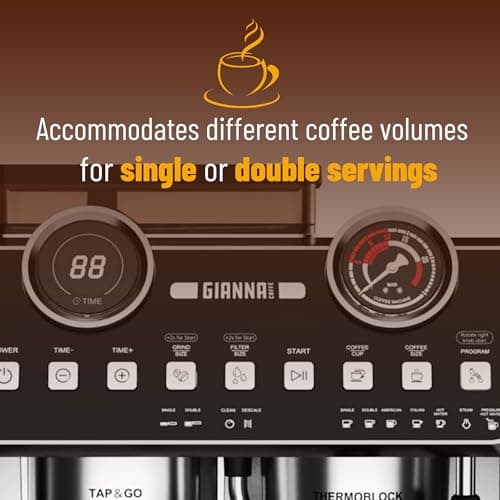 GIANNA Espresso Machine with Grinder, 20 Bar Professional Espresso Maker with Removable Water Tank, Milk Frother for Latte & Cappuccino, Ideal for Home & Office 6